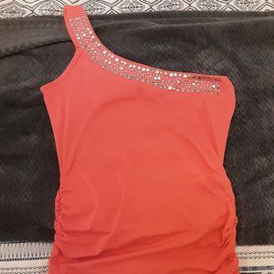 Coral one shoulders top